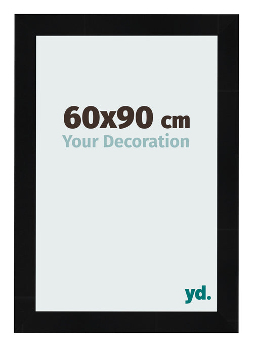 Fotolijst 60x90cm Zwart Hoogglans MDF Pisa Voorzijde Maat | Yourdecoration.nl