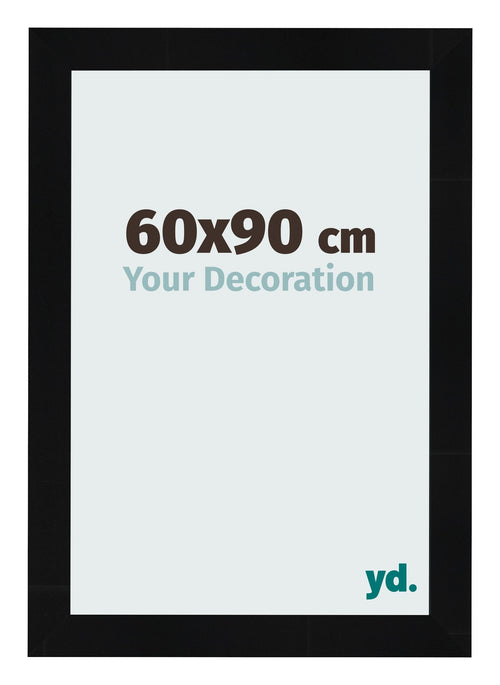 Fotolijst 60x90cm Zwart Hoogglans MDF Pisa Voorzijde Maat | Yourdecoration.nl