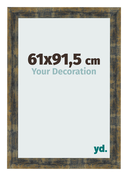 Fotolijst 61x91 5cm Blauw Goud Gemeleerd MDF Pisa Voorzijde Maat | Yourdecoration.nl