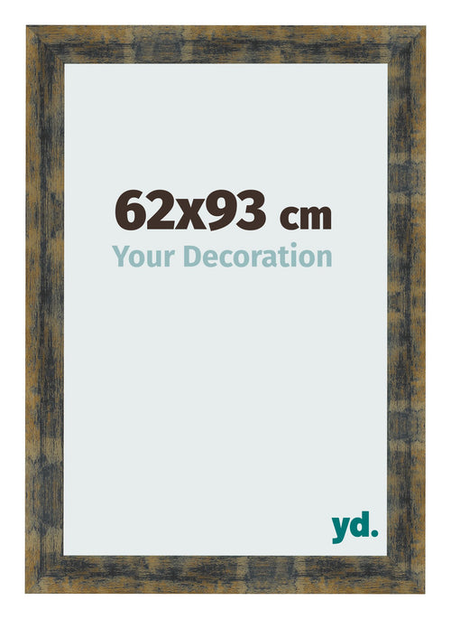 Fotolijst 62x93cm Blauw Goud Gemeleerd MDF Pisa Voorzijde Maat | Yourdecoration.nl