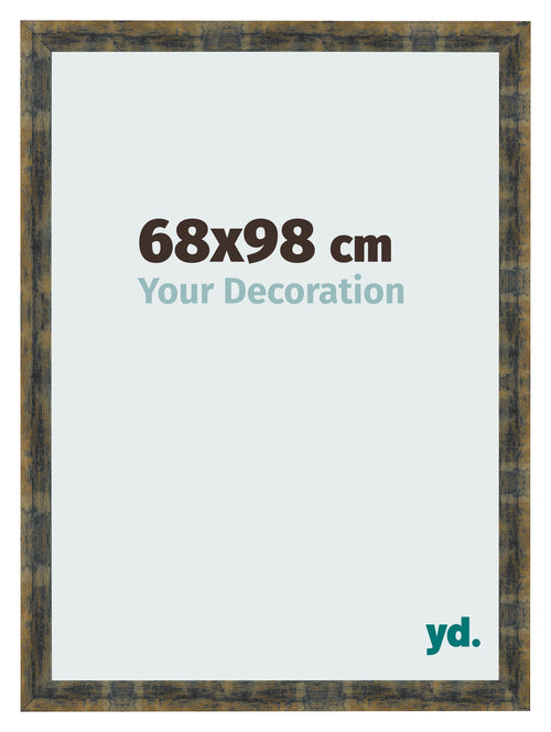 Fotolijst 68x98cm Blauw Goud Gemeleerd MDF Pisa Voorzijde Maat | Yourdecoration.nl
