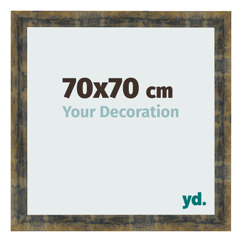 Fotolijst 70x70cm Blauw Goud Gemeleerd MDF Pisa Voorzijde Maat | Yourdecoration.nl