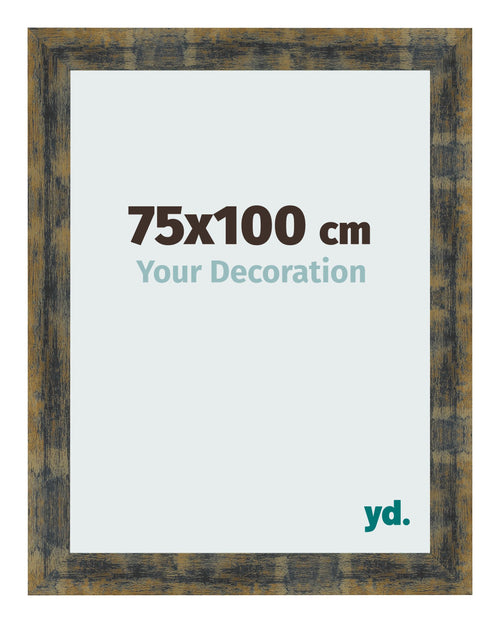Fotolijst 75x100cm Blauw Goud Gemeleerd MDF Pisa Voorzijde Maat | Yourdecoration.nl