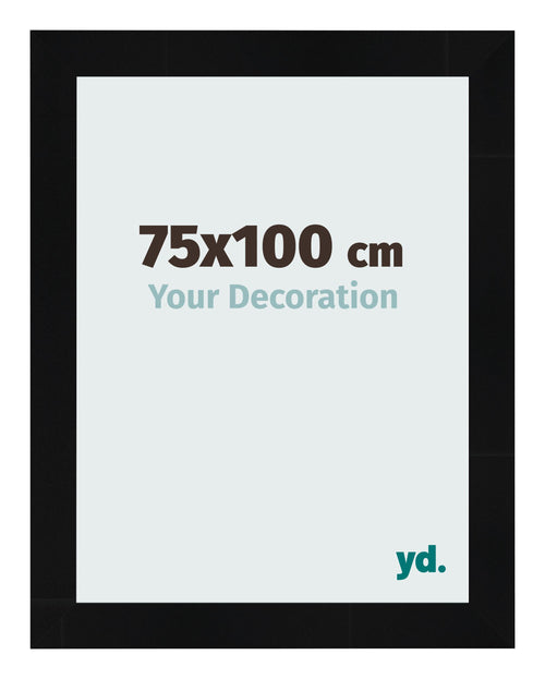 Fotolijst 75x100cm Zwart Hoogglans MDF Pisa Voorzijde Maat | Yourdecoration.nl