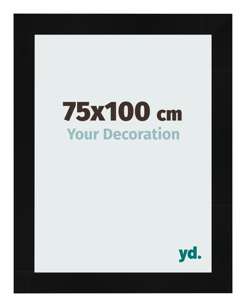 Fotolijst 75x100cm Zwart Hoogglans MDF Pisa Voorzijde Maat | Yourdecoration.nl