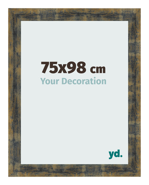 Fotolijst 75x98cm Blauw Goud Gemeleerd MDF Pisa Voorzijde Maat | Yourdecoration.nl