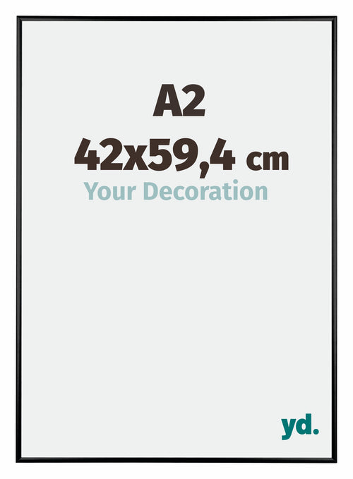 Austin Aluminium Fotolijst 42x59 4cm A2 Zwart Hoogglans Voorzijde Maat | Yourdecoration.nl