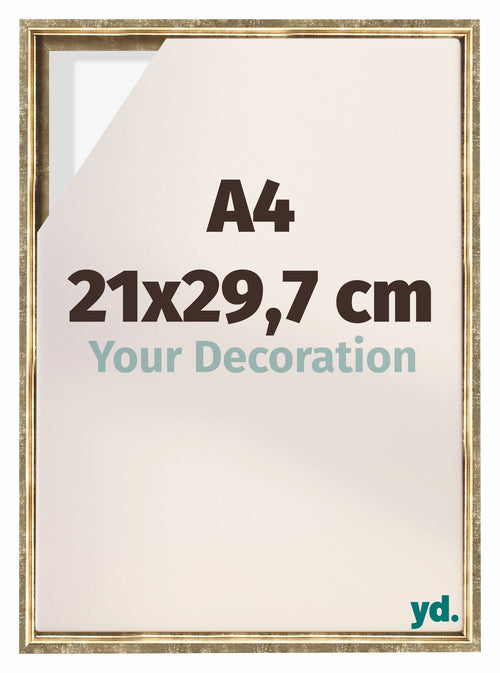 Lyon MDF Baklijst 21x29 7cm A4 Goud Antiek Voorzijde Maat | Yourdecoration.nl