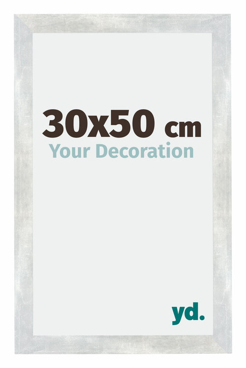 Mura MDF Fotolijst 30x50cm Zilver Glanzend Vintage Voorzijde Maat | Yourdecoration.nl