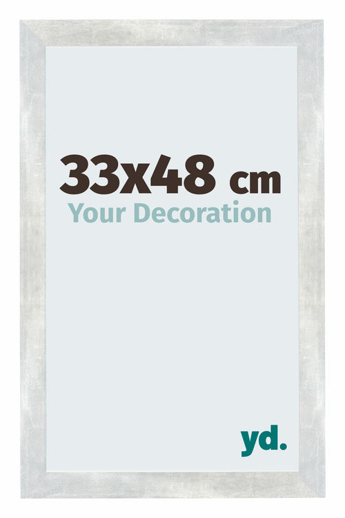 Mura MDF Fotolijst 33x48cm Zilver Glanzend Vintage Voorzijde Maat | Yourdecoration.nl