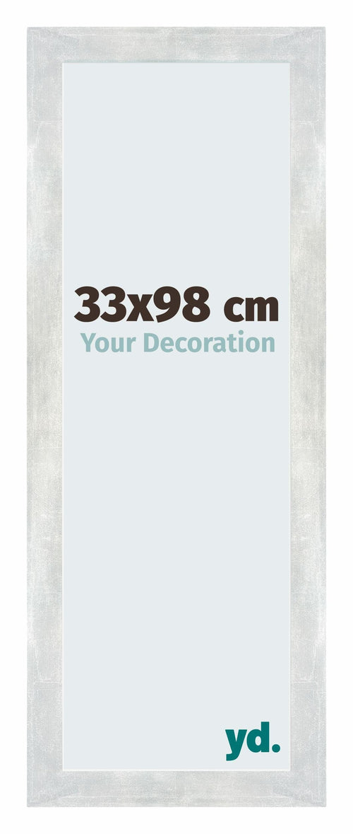 Mura MDF Fotolijst 33x98cm Zilver Glanzend Vintage Voorzijde Maat | Yourdecoration.nl