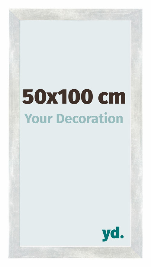 Mura MDF Fotolijst 50x100cm Zilver Glanzend Vintage Voorzijde Maat | Yourdecoration.nl