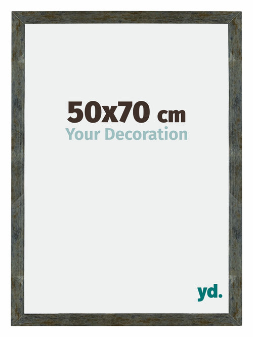 Mura MDF Fotolijst 50x70cm Blauw Goud Gemeleerd Voorzijde Maat | Yourdecoration.nl