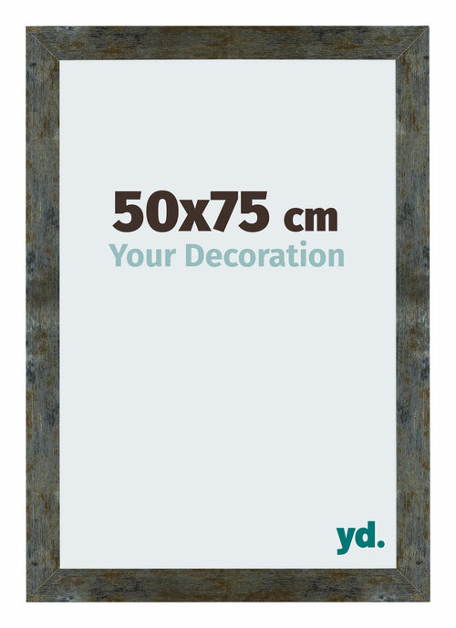 Mura MDF Fotolijst 50x75cm Blauw Goud Gemeleerd Voorzijde Maat | Yourdecoration.nl