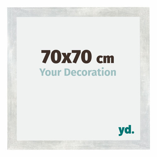 Mura MDF Fotolijst 70x70cm Zilver Glanzend Vintage Voorzijde Maat | Yourdecoration.nl