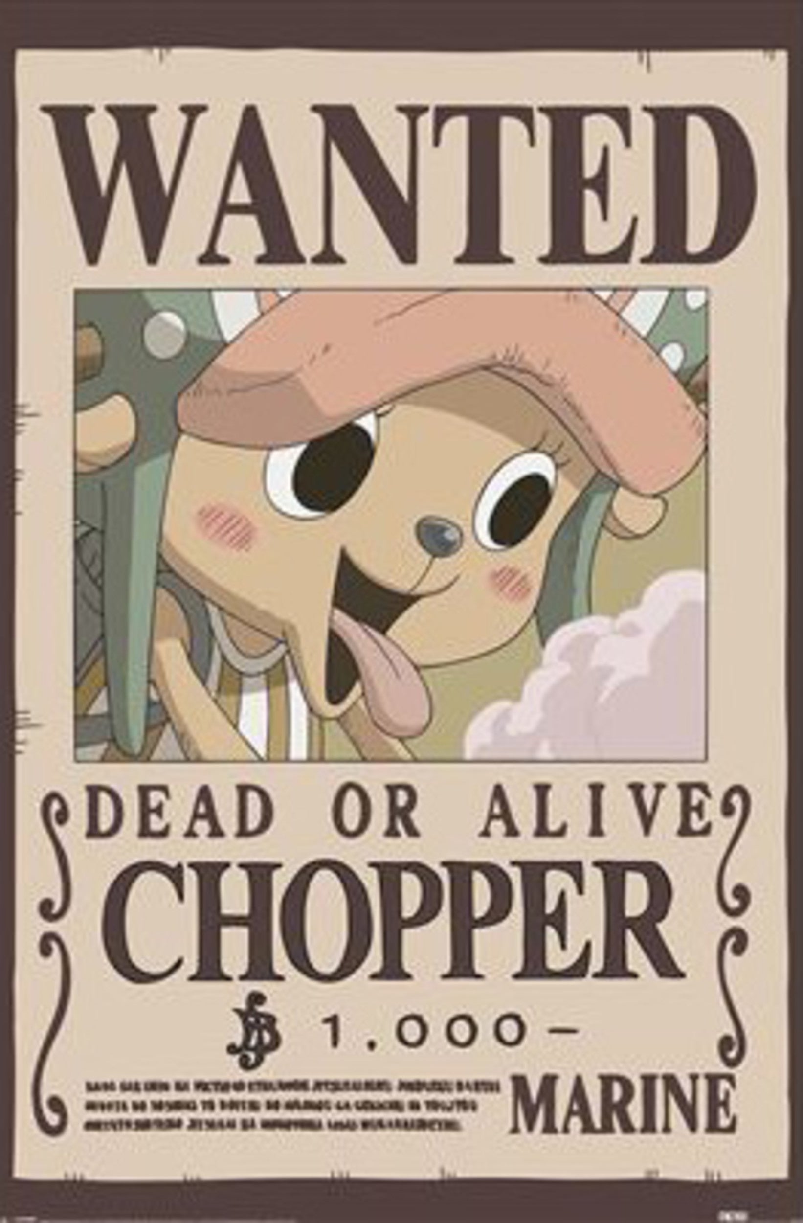 One Piece - Wanted Chopper Poster 61x91,5cm | Yourdecoration.nl