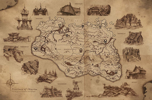 Poster Skyrim Illustrated Map 91 5x61cm Abystyle GBYDCO520 | Yourdecoration.nl