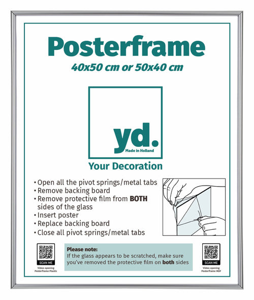 Posterlijst Kunststof Fotolijst 40x50cm Zilver Voorzijde Maat | Yourdecoration.nl