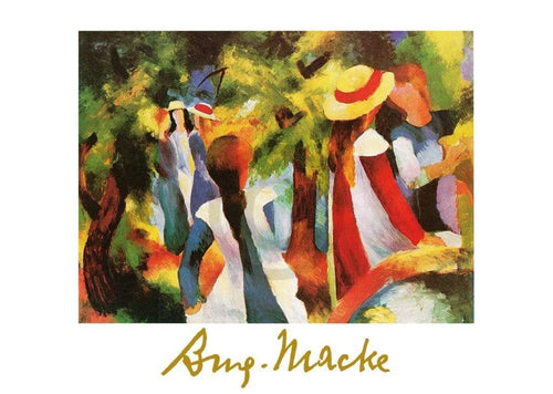 August Macke Ragazze sotto gli alberi Kunstdruk 70x50cm | Yourdecoration.nl