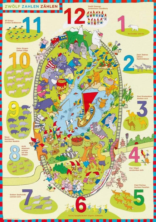 Gabriele Altevers  Zwölf Zahlen zählen Kunstdruk 42x60cm | Yourdecoration.nl