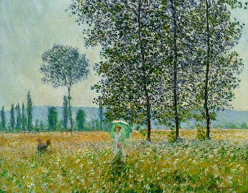 Claude Monet  Felder im Frühling Kunstdruk 90x70cm | Yourdecoration.nl