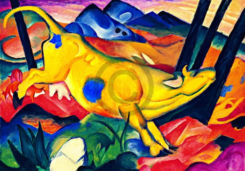 Franz Marc Die gelbe Kuh Kunstdruk 100x70cm | Yourdecoration.nl