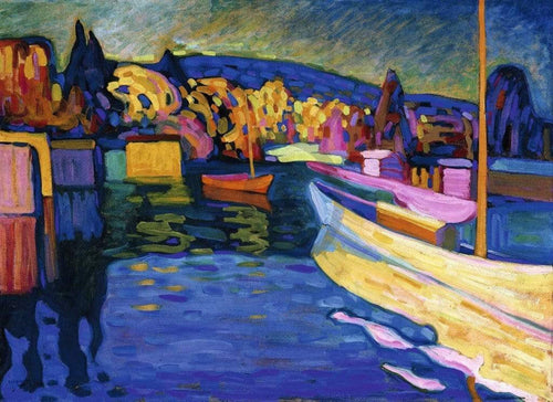 Wassily Kandinsky Herbstlandschaft mit Booten Kunstdruk 80x60cm | Yourdecoration.nl