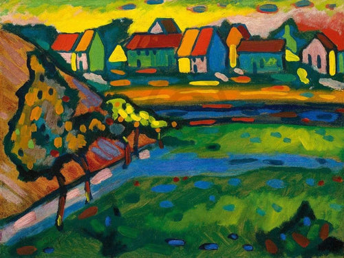 Wassily Kandinsky Bayrisches Dorf mit Feld Kunstdruk 80x60cm | Yourdecoration.nl