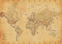 Pyramid World Map Vintage Style Poster 140x100cm | Yourdecoration.nl