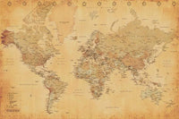 Pyramid World Map Vintage Style Poster 91,5x61cm | Yourdecoration.nl
