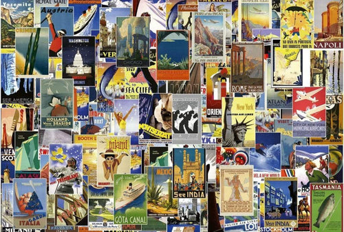 Wizard+Genius Vintage Travel Poster Vlies Fotobehang 384x260cm 8 banen | Yourdecoration.nl