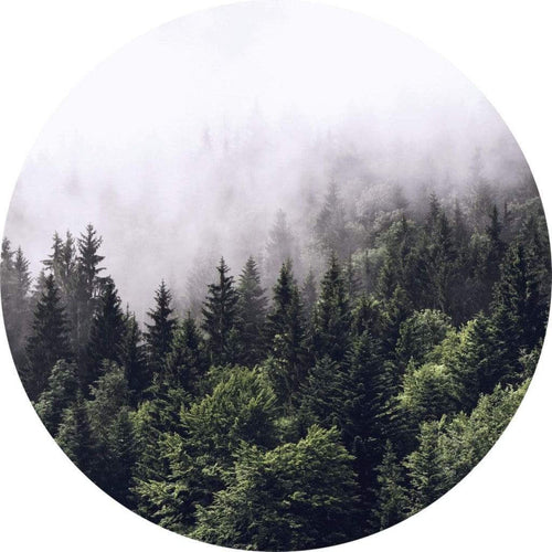 Wizard+Genius Foggy Forest Vlies Fotobehang 140x140cm rond | Yourdecoration.nl