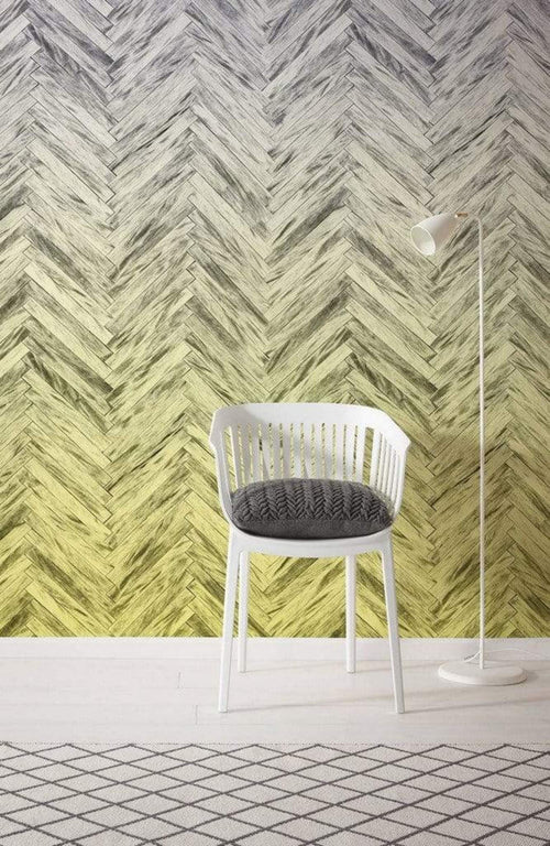 Komar Herringbone Yellow Vlies Fotobehang 400x250cm 4 banen Sfeer | Yourdecoration.nl