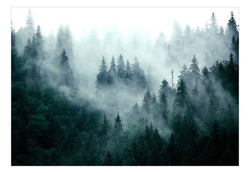Fotobehang - Mountain Forest Dark Green - Vliesbehang