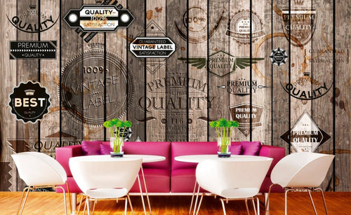 Dimex Vintage Labels Fotobehang 375x250cm 5 banen Sfeer | Yourdecoration.nl