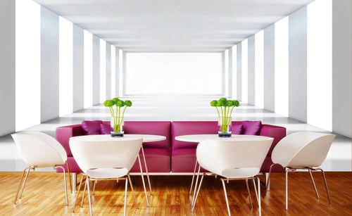 Dimex White Corridor Fotobehang 375x250cm 5 banen Sfeer | Yourdecoration.nl