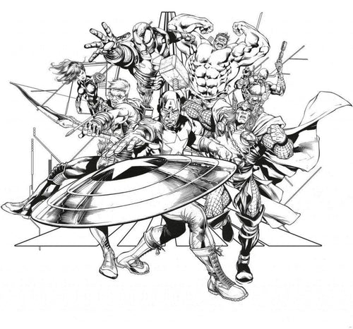 Komar Avengers Black and White Vlies Fotobehang 300x280cm 6 Banen | Yourdecoration.nl