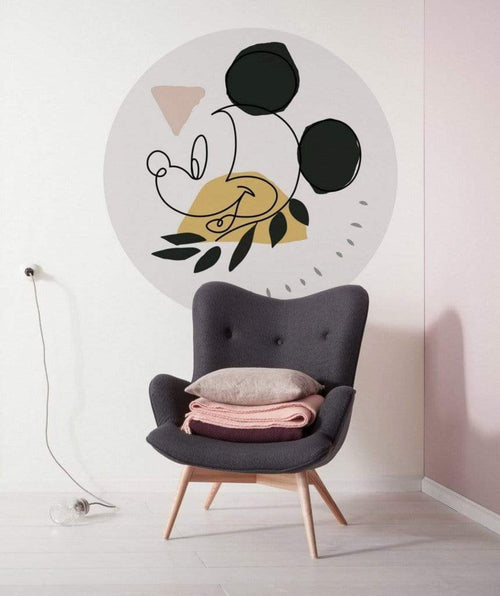 Komar Mickey Modern Art Zelfklevend Fotobehang 125x125cm Rond Sfeer | Yourdecoration.nl