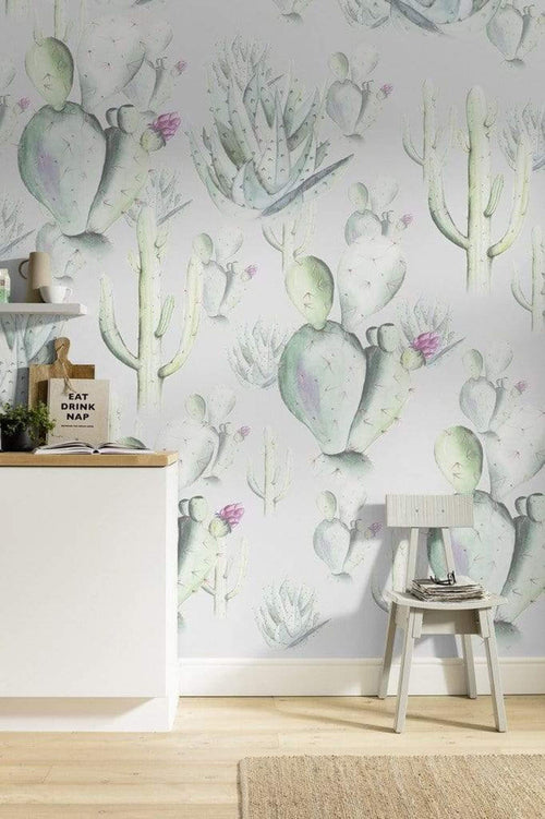 Komar Cactus Grey Vlies Fotobehang 200x250cm 2 banen Sfeer | Yourdecoration.nl