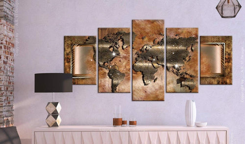 Artgeist Steel Map Canvas Painting 5 Piece Ambiance | Yourdecoration.com