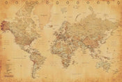Pyramid World Map Vintage Style Poster 91,5x61cm | Yourdecoration.nl