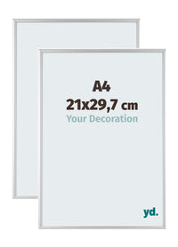 Aurora Aluminium Fotolijst 21x29-7cm A4 Set Van 2 Zilver Mat Voorzijde Maat | Yourdecoration.nl