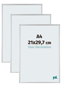 Aurora Aluminium Fotolijst 21x29-7cm A4 Set Van 3 Zilver Mat Voorzijde Maat | Yourdecoration.nl