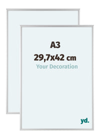 Aurora Aluminium Fotolijst 29-7x42cm A3 Set Van 2 Zilver Mat Voorzijde Maat | Yourdecoration.nl