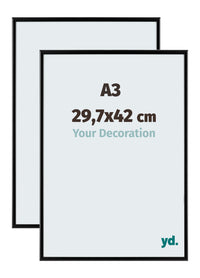 Aurora Aluminium Fotolijst 29-7x42cm A3 Set Van 2 Zwart Mat Voorzijde Maat | Yourdecoration.nl