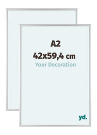 Aurora Aluminium Fotolijst 42x59-4cm A2 Set Van 2 Zilver Mat Voorzijde Maat | Yourdecoration.nl