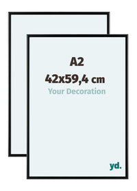 Aurora Aluminium Fotolijst 42x59-4cm A2 Set Van 2 Zwart Mat Voorzijde Maat | Yourdecoration.nl