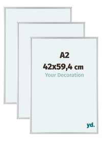 Aurora Aluminium Fotolijst 42x59-4cm A2 Set Van 3 Zilver Mat Voorzijde Maat | Yourdecoration.nl