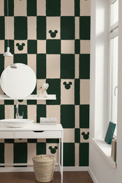 Disney Mickey Mouse Green Chess Interieur Fotobehang DX4 187 | Yourdecoration.nl