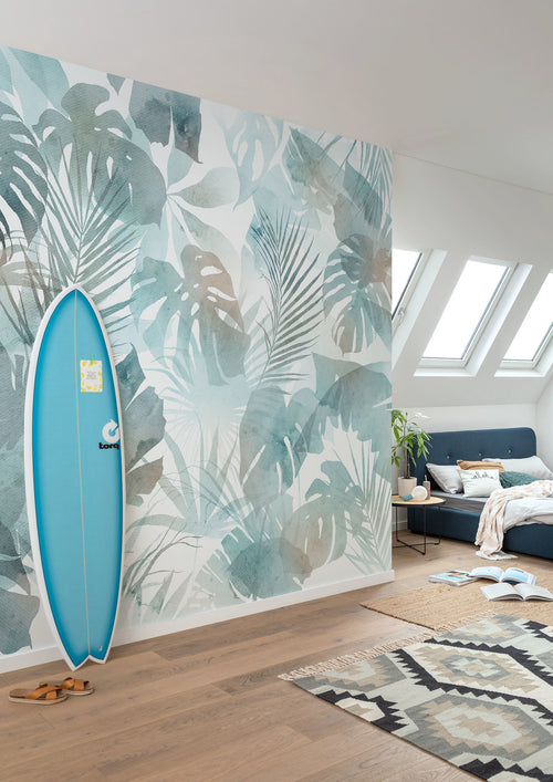 Fotobehang Aqua Flora 300x250cm FLX6 046 Sfeer | Yourdecoration.nl